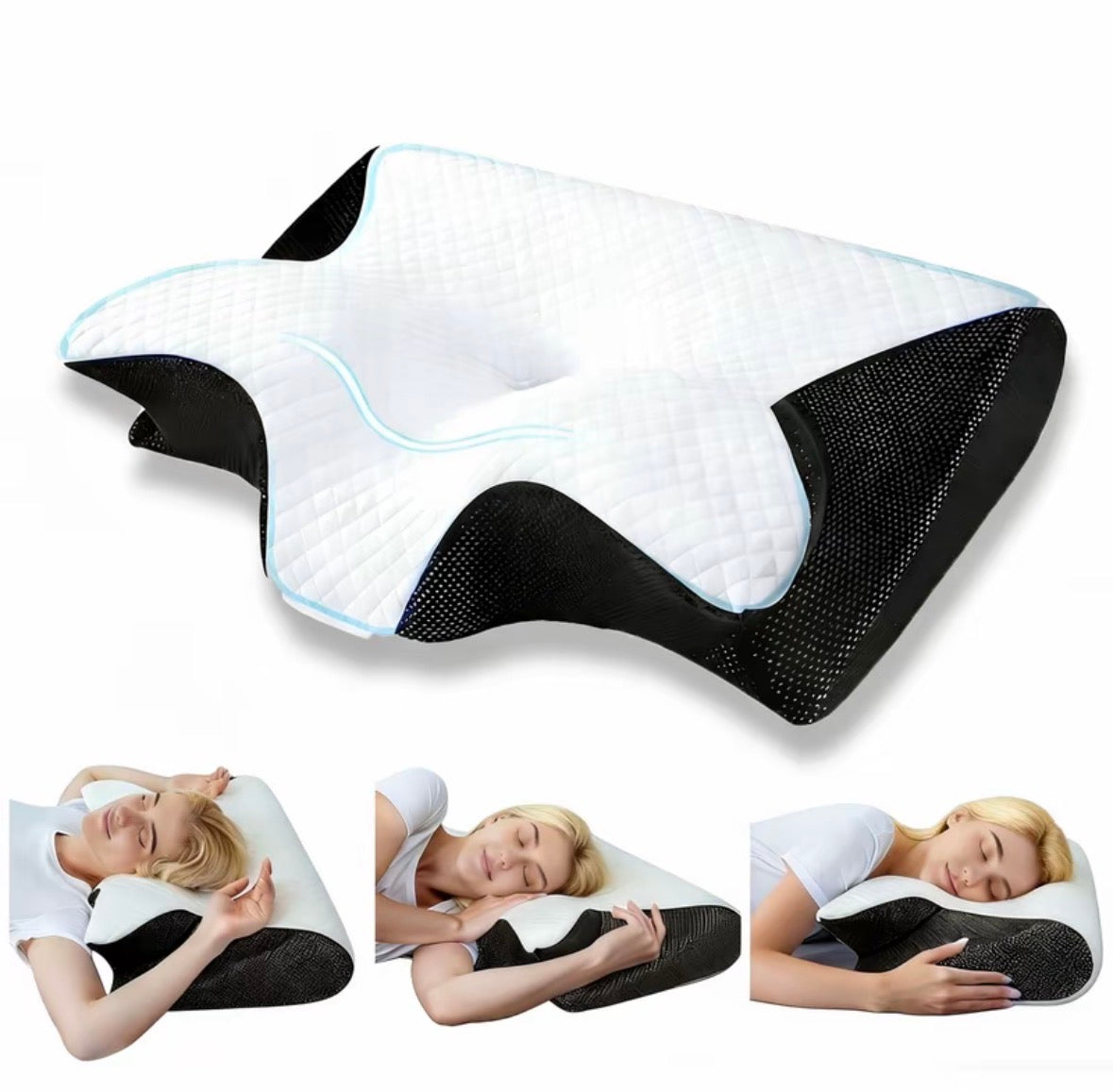 Almohada Ortopédica Cervical de Espuma Viscoelástica Tipo Mariposa