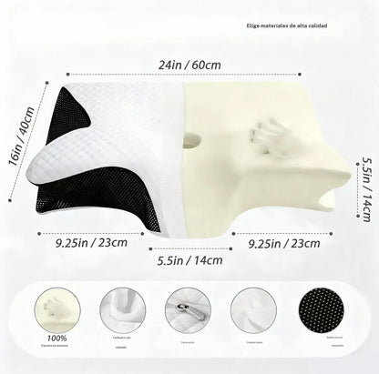 Almohada Ortopédica Cervical de Espuma Viscoelástica Tipo Mariposa
