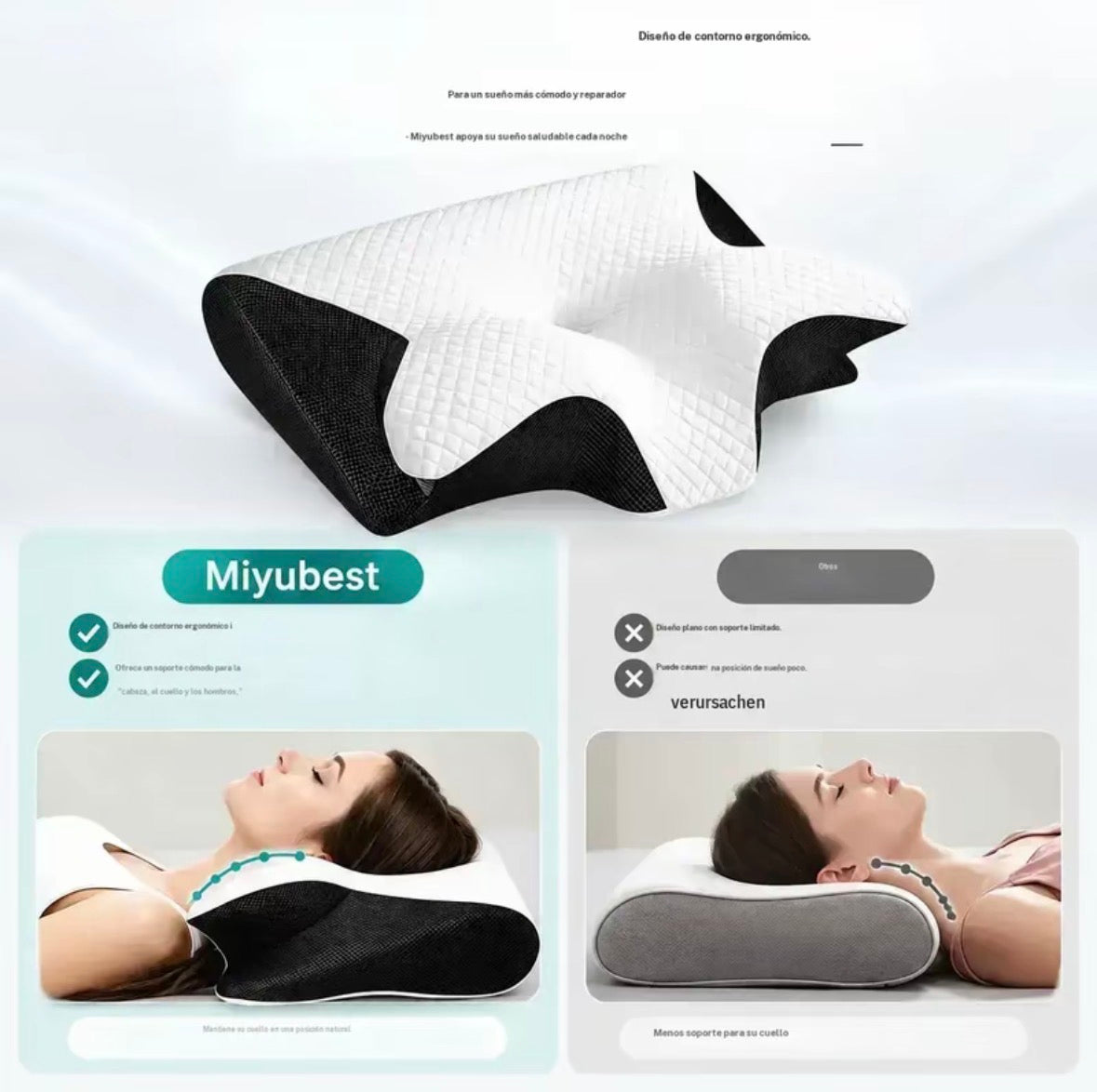 Almohada Ortopédica Cervical de Espuma Viscoelástica Tipo Mariposa